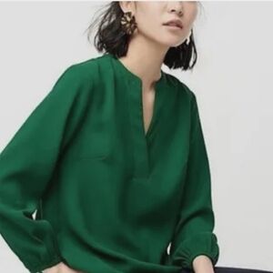 NWT J. Crew green crepe blouse, size XXS (runs big)